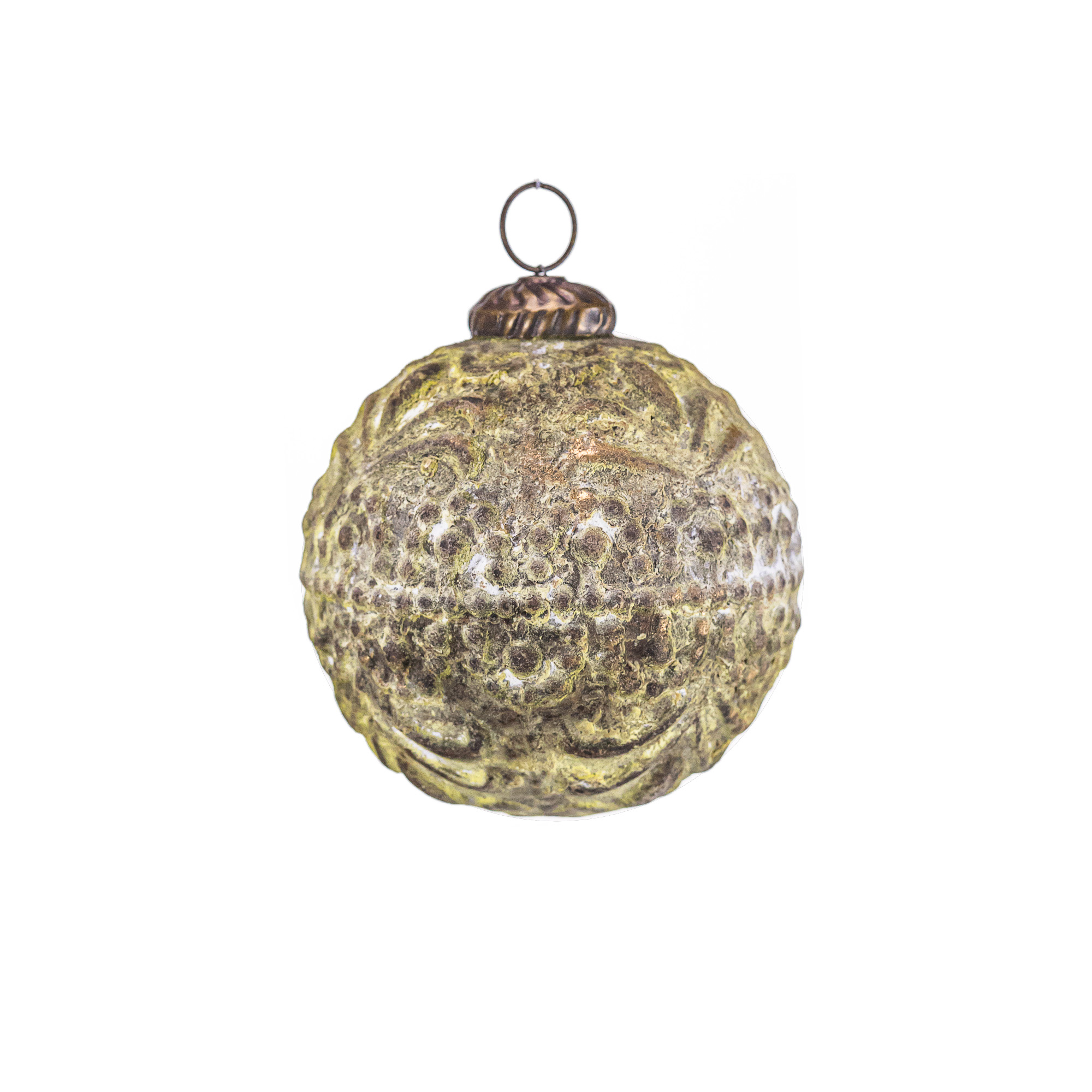 Glass christmas Ball with design, Green